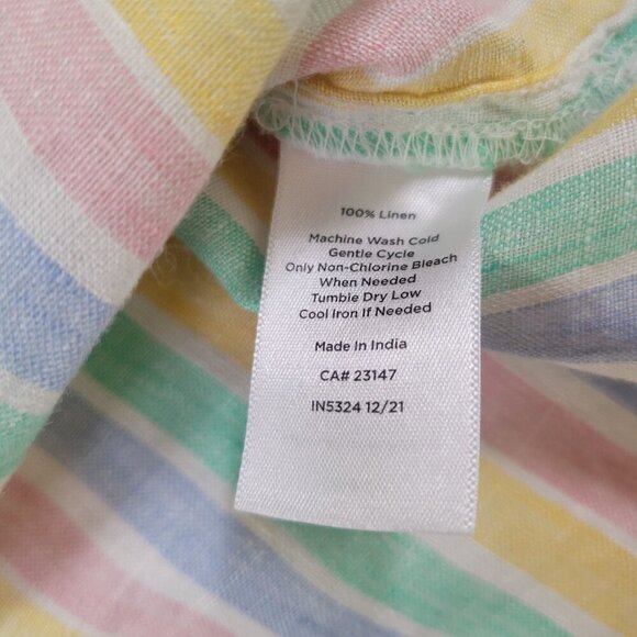 Talbots Women Pastel Multi-Color Striped Linen Sleeveless Tunic Top Size M - Picture 4 of 7